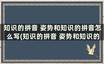 知识的拼音 姿势和知识的拼音怎么写(知识的拼音 姿势和知识的拼音区别)